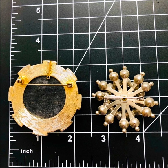 Vintage Deco black crystal Pendant Brooch lot - Picture 3 of 5